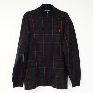 Vintage Ralph Lauren Golf Windowpane Check Plaid 1/4 Zip-Up Pullover, Sz Large